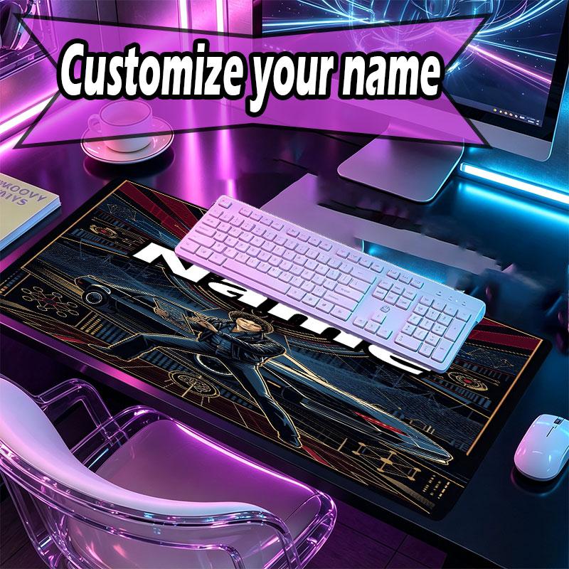 Custom Name Personalized Knight Rider Pattern Mousepad, Laptop PC Desk Mat, Decorative Desk Mat for Home Keyboard Pad Gift