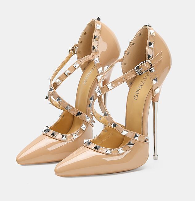 

16см Экстремальный Металл Высокие Каблуки Стилетто Сексуальная Лакированная Кожа Женские Туфли Фетиш Модель Мужские Унисекс Обувь На Заказ 35 хаки