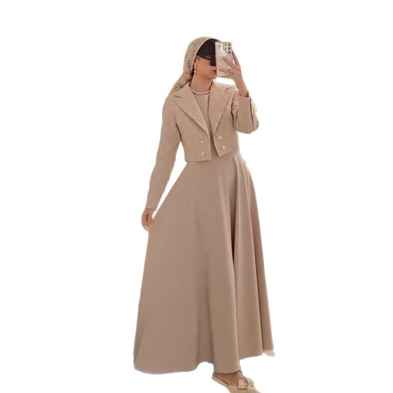 2025 Autumn Women's Long-Sleeved Cardigan & A-line Dress Set - European & American Style