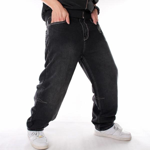 Moda męska Luźne długie spodnie Hip Hop Jean Pant Spodnie w stylu ulicznym Plus rozmiar 30-46