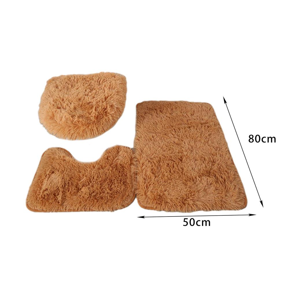 3 Piece Absorbent Bathroom Rug Set Bath Mat Toilet Lid Cover Rug Washable Non