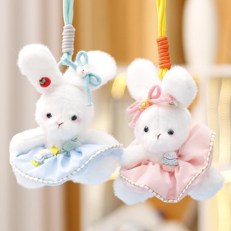 Skirt Bow White Rabbit Plush Toy Pendant Animal Keychain Bag Decoration Gift