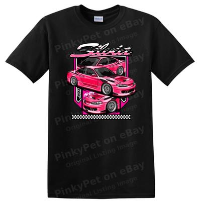 T-shirt Graphique Silvia JDM S15 Rose Cool Design Voiture Tee Automobile