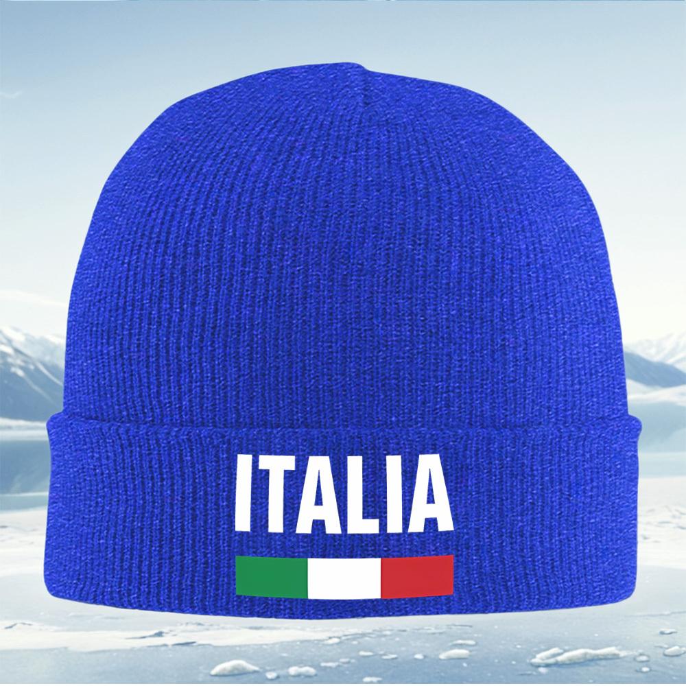 Italy white letters,Italian flag stripes Men Women Unisex Knitted Hat Beanie Pullover Cap Winter Thermal Warm Christmas Outdoor