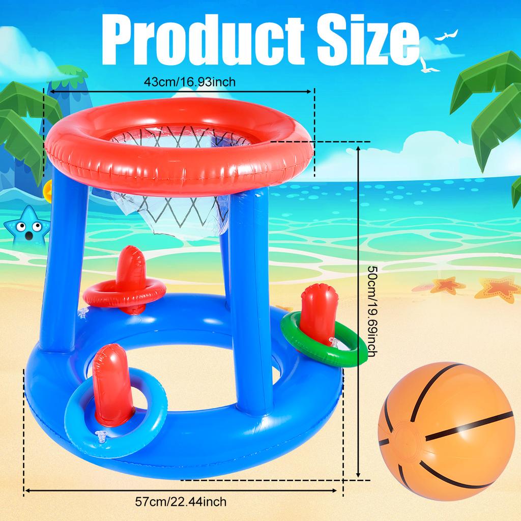 Children's Inflatable Basketball Hoop Swimming Pool Water Floating Objects Throwing Ring Basketball Hoop Toys Set for Swimming