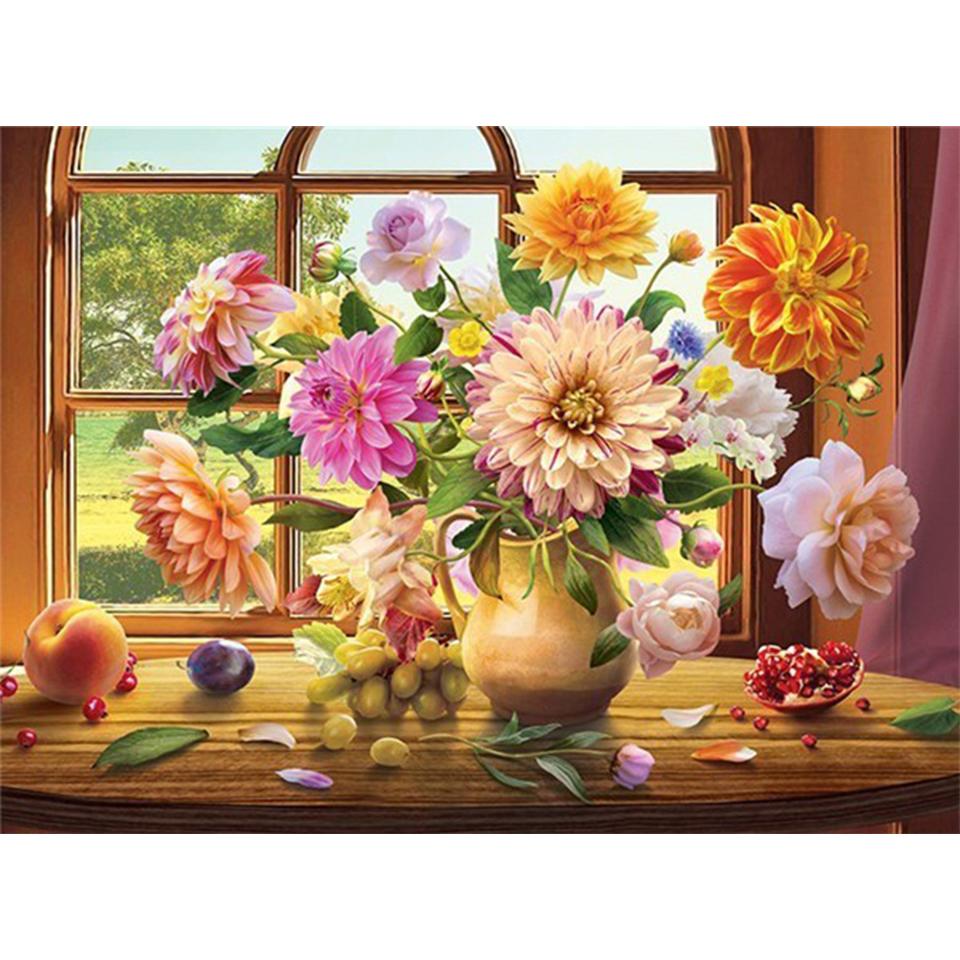 5D DIY Diamond Painting Flower Vase Rhinestone Rose Full Round Diamond Embroidery Cross Stitch Kit Mosaic Art Picture Gift