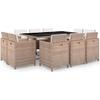 VidaXL Garden Furniture Set with Cushions 11 Pcs Wicker Beige
