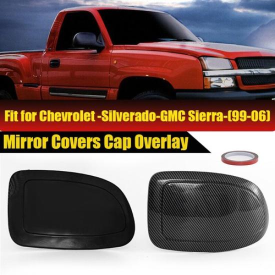 2X For 1999-2006 2005 Chevy Silverado GMC Sierra Carbon Fiber Mirror COVERS Caps