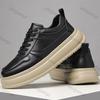 Men's White Platform Sneakers Autumn Fashion Lace Up Breathable Casual Shoes Comfortable Height Increase Outdoor Non Slip Flats
