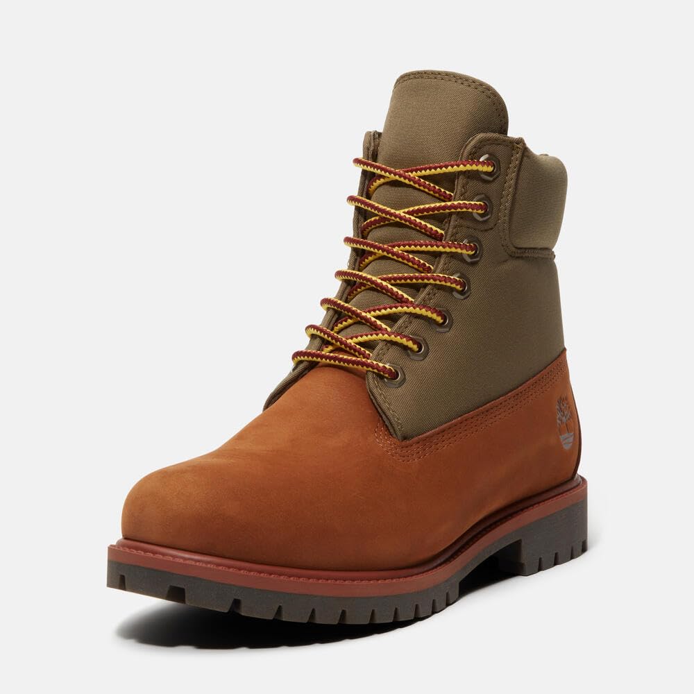 Timberland Heritage 6-Inch Waterproof Boots (Men’s / MD Brown Nubuck W/ Green / Wide) 25.5 Cm / US 7.5 / W