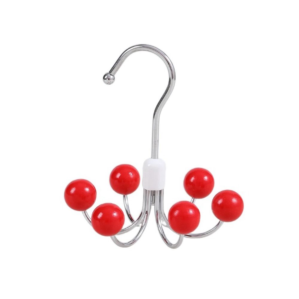 Creative Iron Wooden Ball Swivel Hook Rotatable Hanging Six-claw Hook Black Clothes Hangers Home