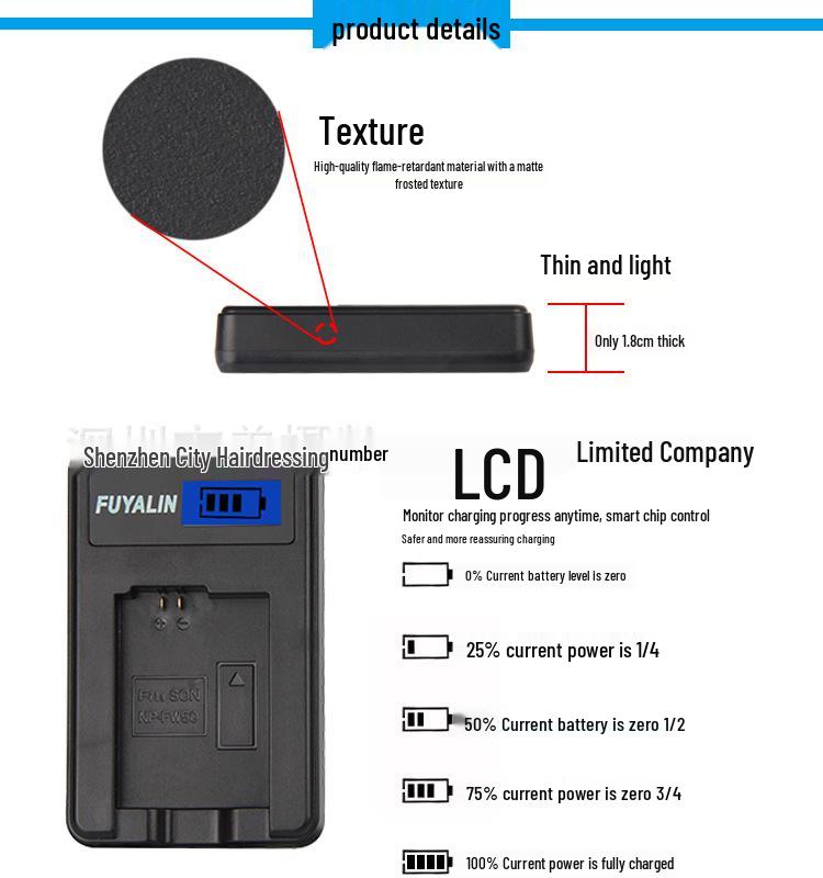 NP-FW50 Charger Compatible with Sony A7, a7R II, a7M II, A5100, A6000, A5000