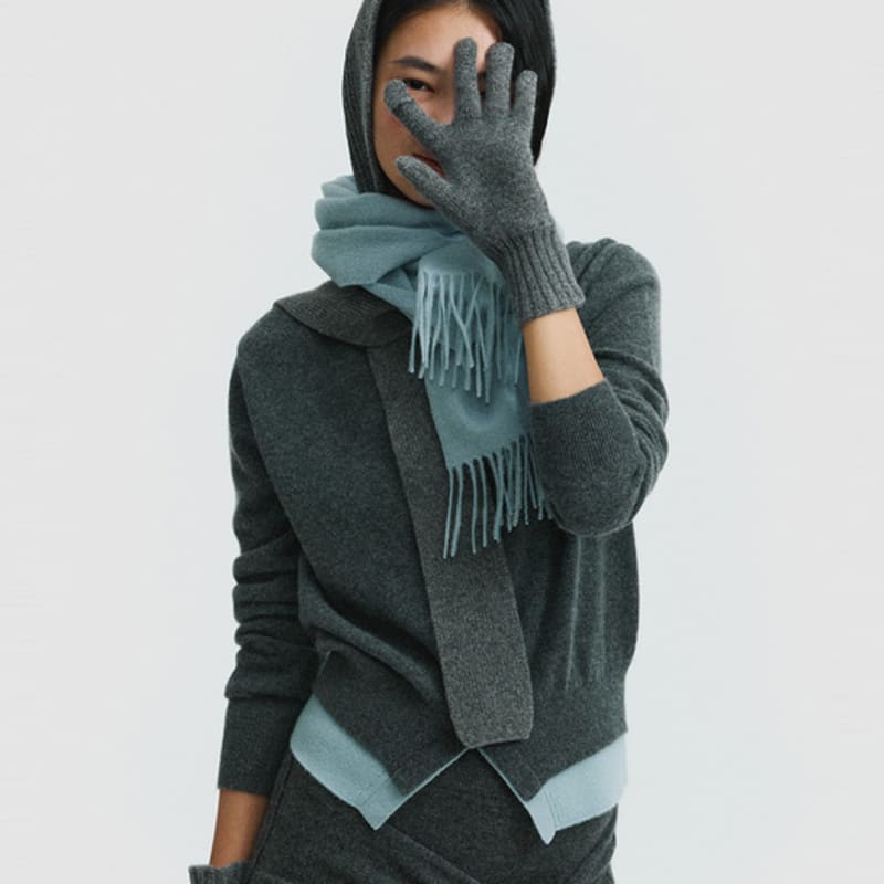 LE CASHMERE Cashmere Basic Gloves (Grey) D7HAW25001GYX