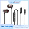 Alloy Quality Wired Earphones Type-C Digital Chip 3.5MM Headphone HiFi Noise Cancel Super Bass Headset For Samsung Xiaomi