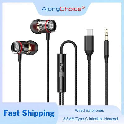 Kabelgebundene Kopfhörer in Legierungsqualität Typ-C Digital Chip 3,5-mm-Kopfhörer HiFi-Rauschunterdrückung Super Bass-Headset für Samsung Xiaomi