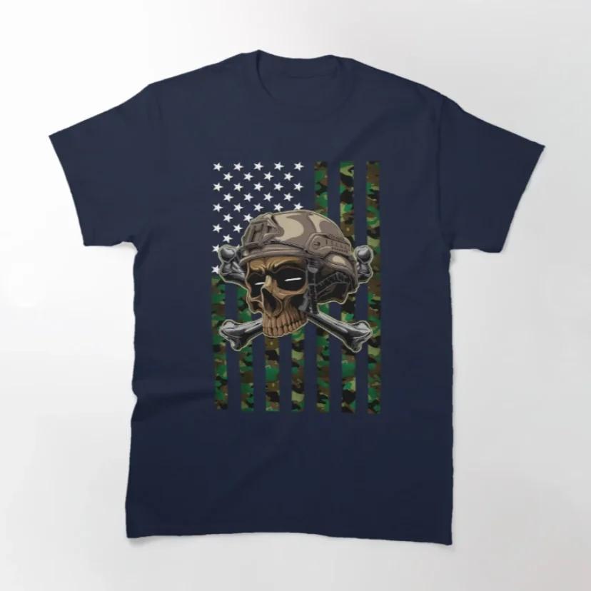

Camouflage USA Flag Skull Soldier TShirt 100 Cotton ONeck Summer Short Sleeve Casual Mens Tshirt Size S3XL 4XL