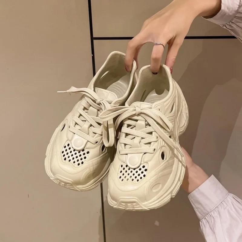 Fashion EVA Soft Platform Sandals Women 2025 Lace-Up Hollow Out Thick Bottom Sandals Woman Solid Color Non-Slip Casual Sandalias Mujer