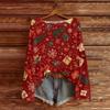 Women's Round Neck Lightweight Sweater Casual Long Sleeve Christmas Print Knit Pullover