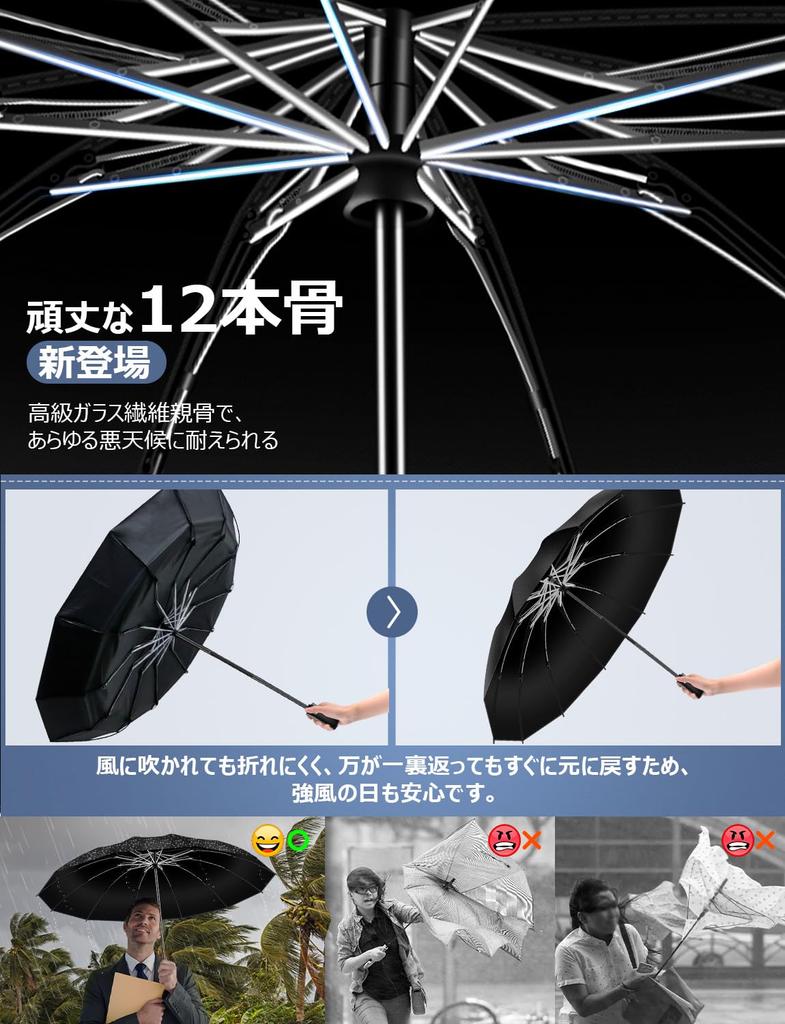 Masterpiece Reinforced 12 Ribs Reverse Folding Umbrella with Automatic Reverse Super Water Extra Folding Suitable for Sun and Rainy Season Typhoon UV