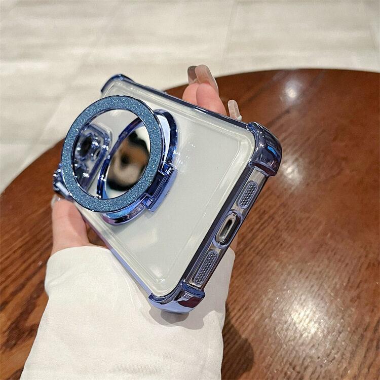 Luxury Plating Mirror Holder Case For Infinix Hot 30i 40 10S 9 30 Play Note 30 40 Pro Smart 9 8 7 Soft Clear Electroplated Cover