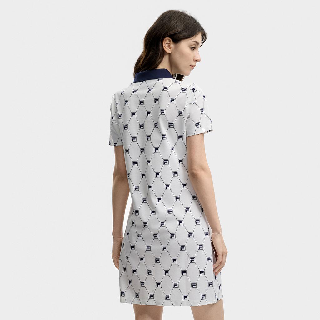 FILA Original Fashion Classic All Over Print Vintage Casual Elegant Simple Knit Polo Dress Women dresses F51W629307FZB