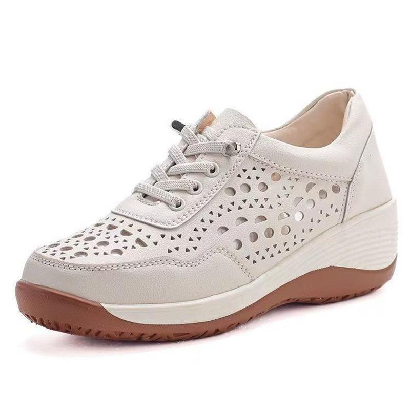 Hollow breathable wedge heel hole shoes spring and summer new heightening non-slip comfortable single shoes casual shoes