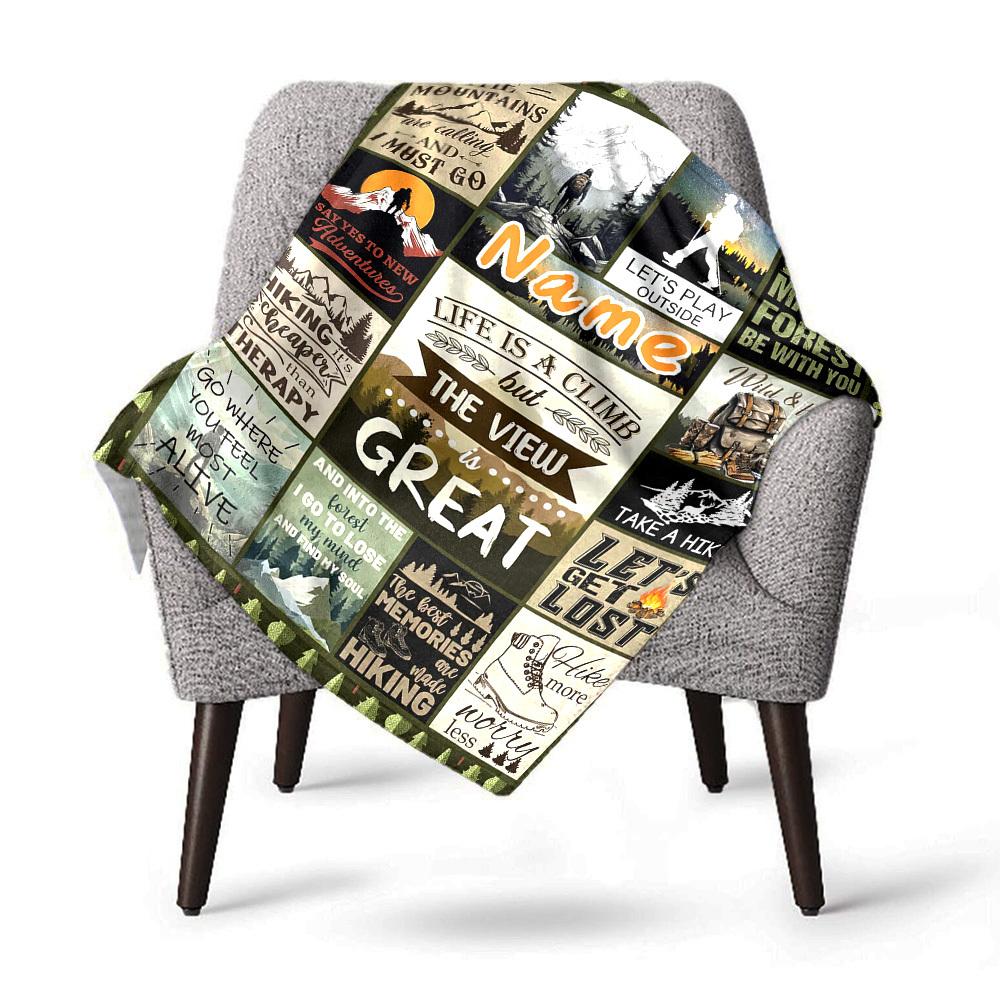 Hiking Adventure Theme Home Customize Your Name Blankets Comfortable Soft Lightweight Allseason Multipurpose Blanket For Picnics Sofas Offices Beds