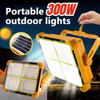Projecteur Solaire Portable Pro-IP67 Étanche Projecteur Trépied de Secours Chantier/Camping Réflecteur|3 Modes Aucun Câblage Nécessaire