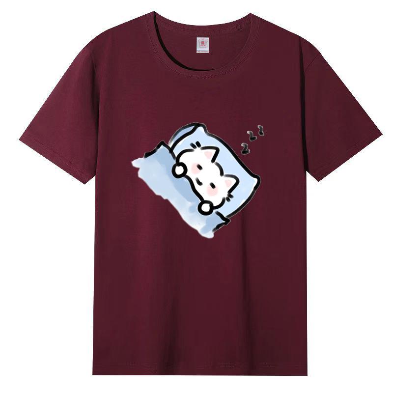 Dámské léto Populární tričko s krátkým rukávem Bavlna Prodyšné Volný top Potištěné tričko Ležérní