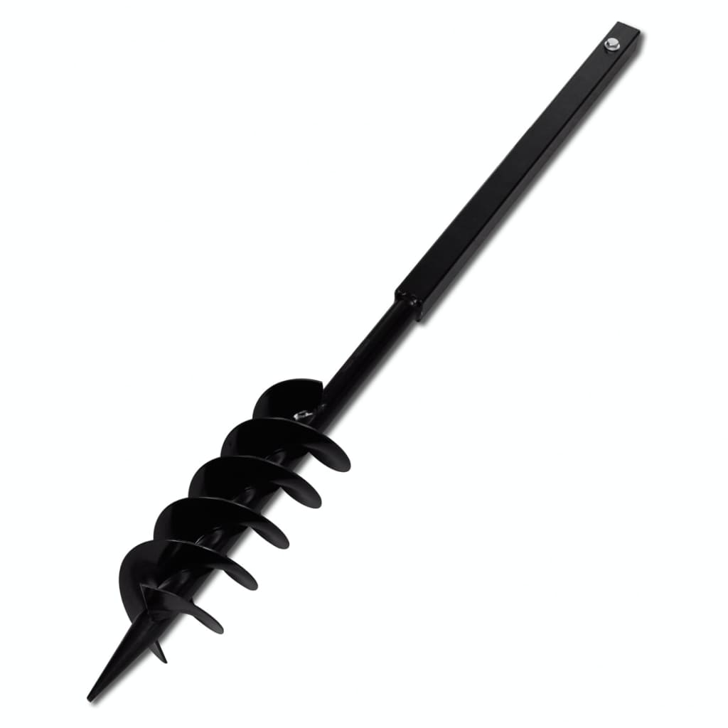 Vidaxl Handheld Auger, 100 Mm, Double Helix, Steel, Black