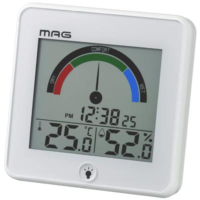 MAG Thermo-Hygrometer, Digital Index Clock, Environmental Guide Display, Backlight, White, TH-104WH