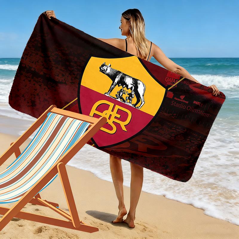 Associazione Sportiva Roma Print Beach Towel, Large Soft Quick Dry Towel for Beach Camping Swimming