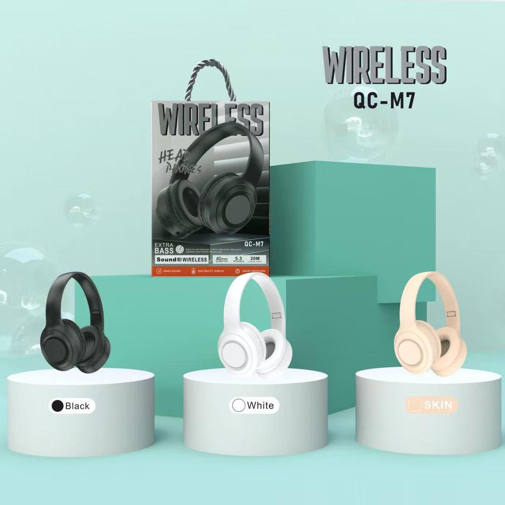 QCM7 Wireless Bluetooth Over-Ear Headphones for Apple with Heavy Bass