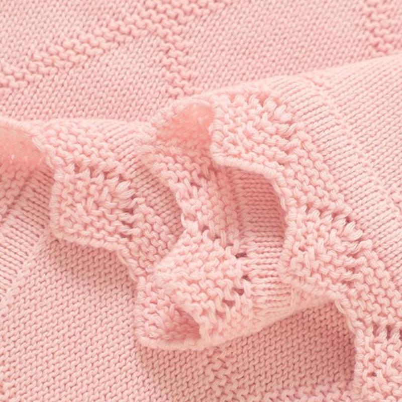 100% Organic Cotton Solid Crib Knit Swaddle Throw Blanket for Baby Toddler Super Soft Nursery Crochet Heirloom Stroller Blanket
