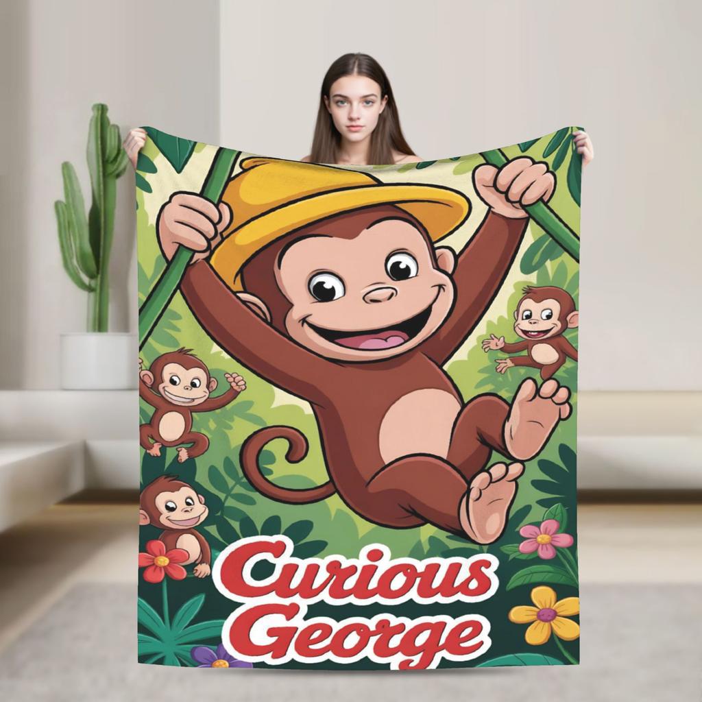 Curious George African Monkey  Blanket Multi-Size Super Soft And Warm  Throw Blankets For Couch Sofa And Bed