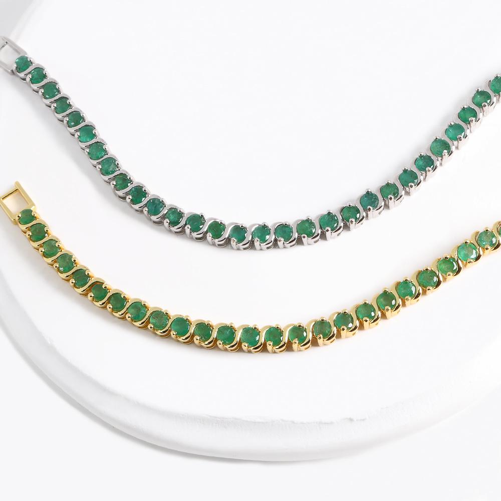 Exquisite Natural Emerald Bracelet, 18k Gold Plating Over S925 Silver Natural Gemstone Fine Jewelry Suitable for Party Occasions