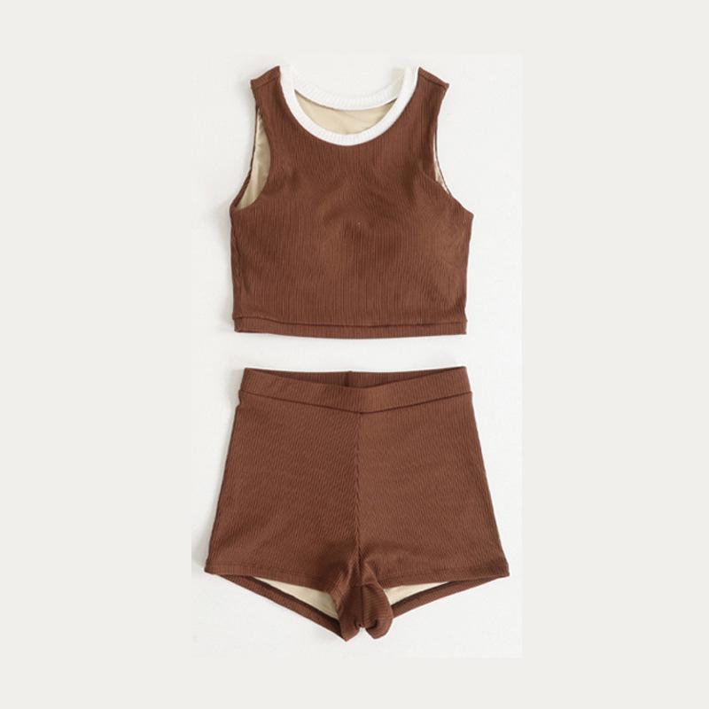 2025 Korean Bandeau Split Swimsuit - Solid Color, Sexy Flat Leg Trunks for Women