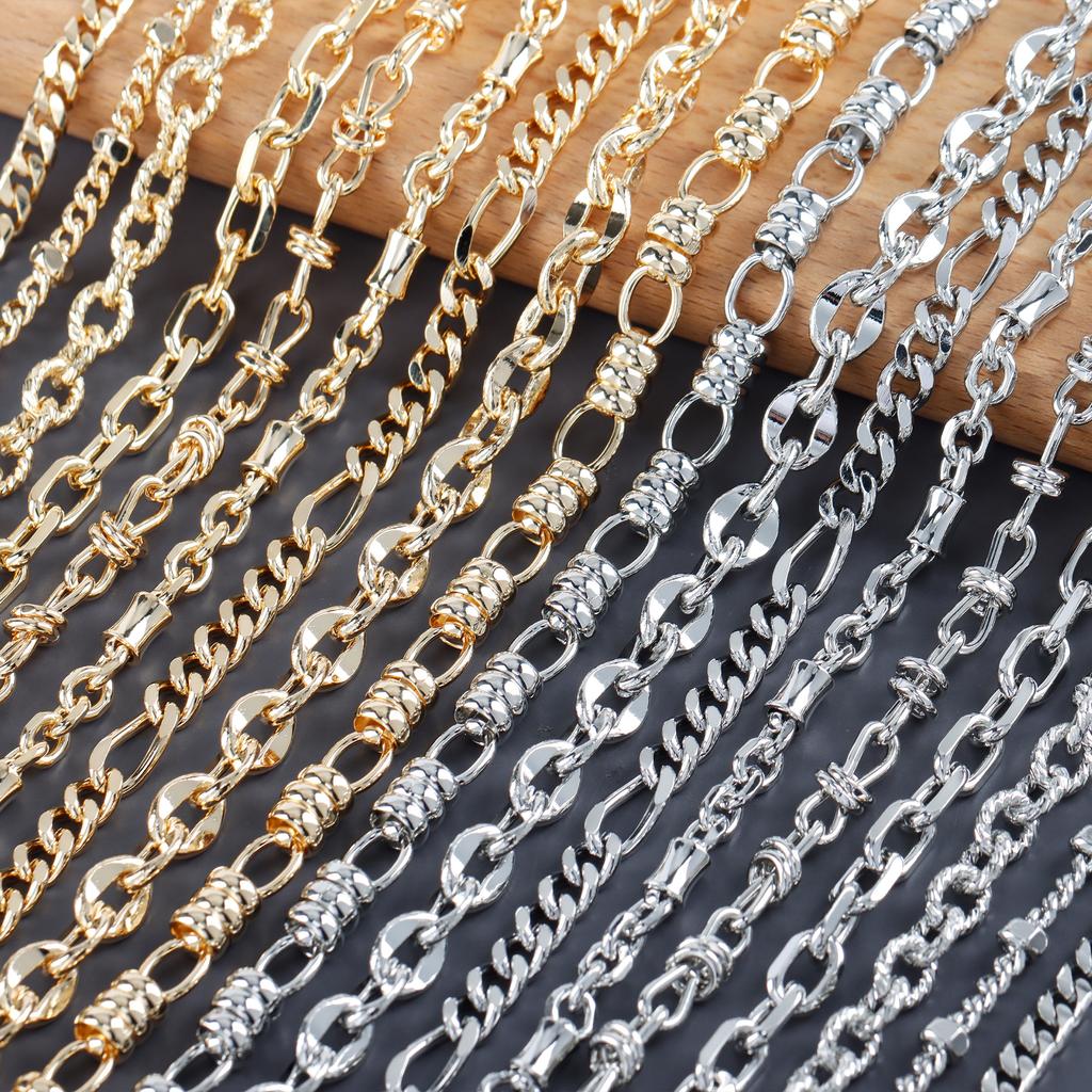 C219 1m/lot 18K Gold Rhodium Plated Copper Nickel Free DIY Jewelry Link Chain for Bracelet Necklace Making for Gift Wedding