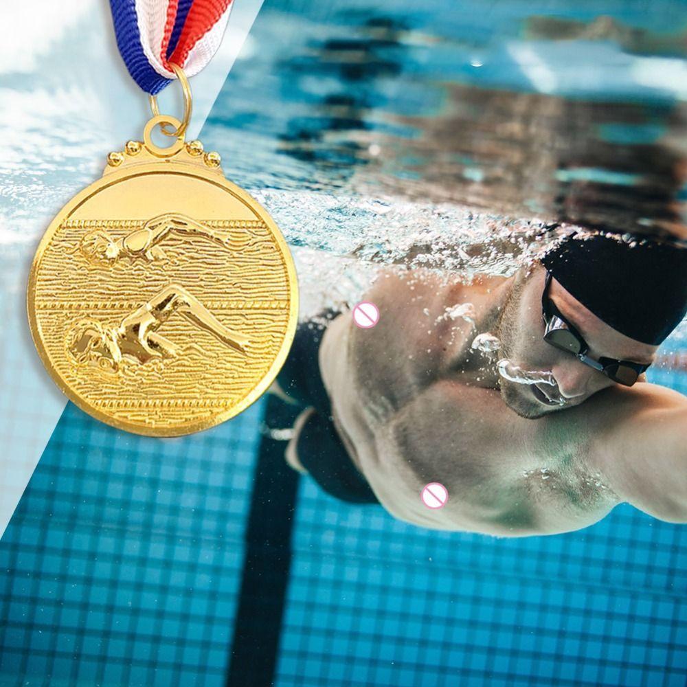 5cm Diameter Swimming Competition Medal Zinc Alloy Sports Award  Activity Contest