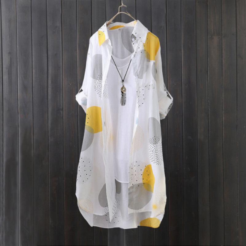 

Women s Sun Protection Printed Shirt - Loose, Mid-Length, Plus Size Summer Top S