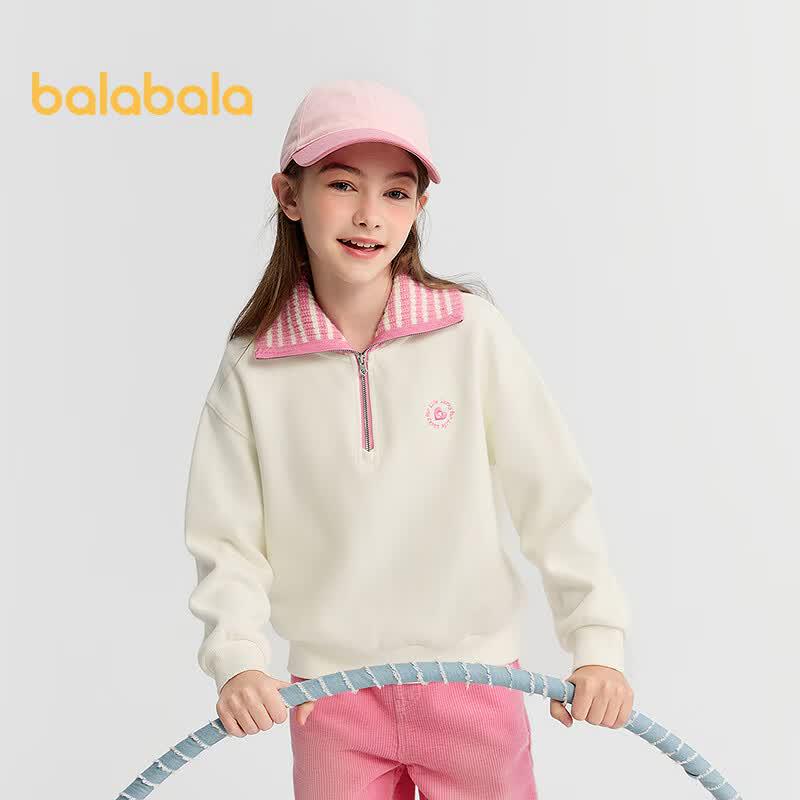 Balabala Girls' Winter Navy Collar Pullover Sweatshirt