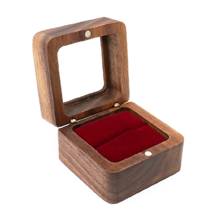 Compact Wood Rings Box Sturdy Rings Case for Engagement Portable Wood Ring Box for Wedding and Proposal Keepsakes