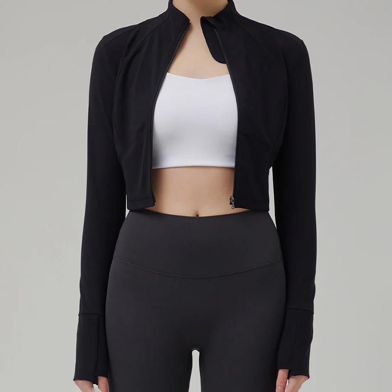 Nowa kurtka do jogi typu slim fit: Top sportowy z długim rękawem i stójką