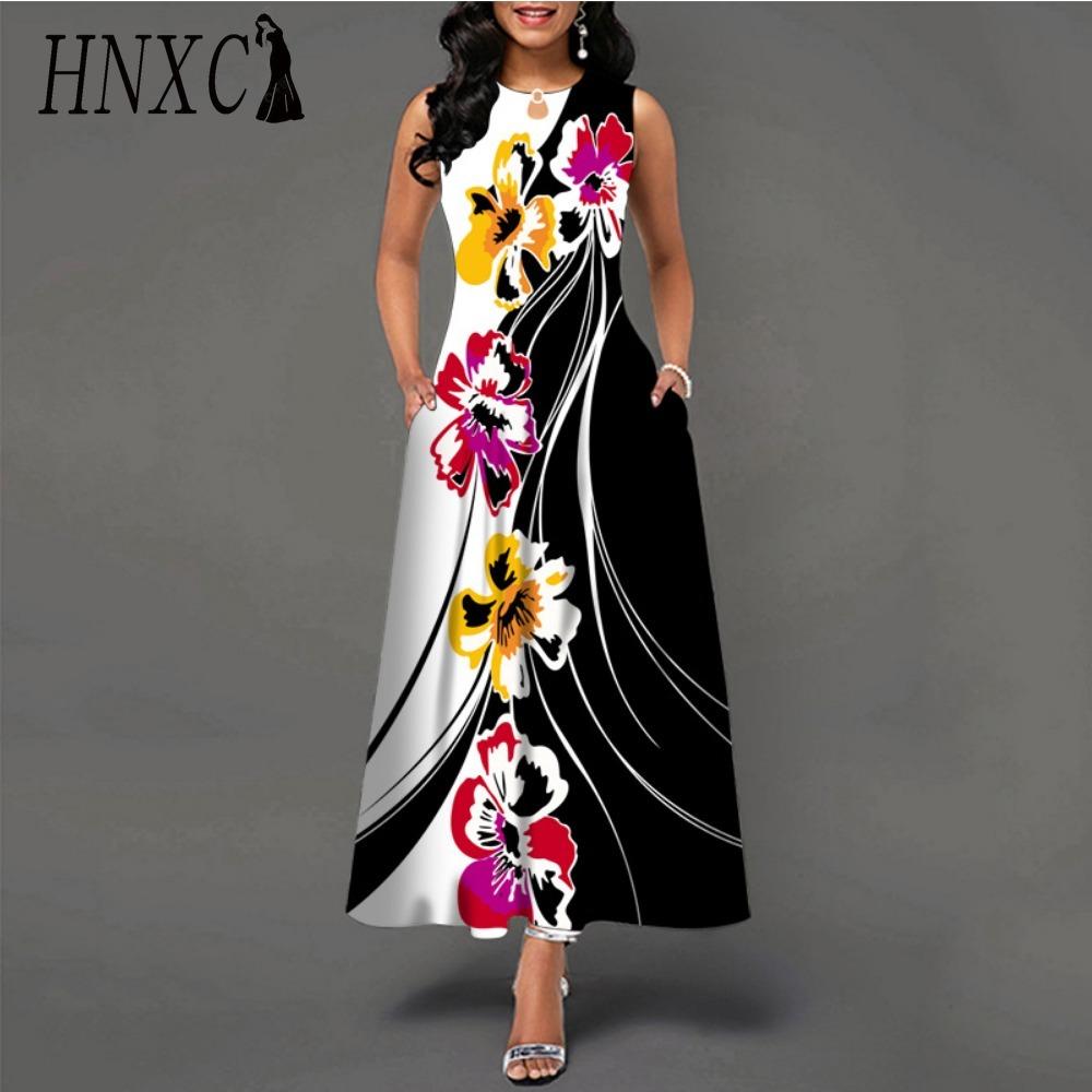 HNXC 48 barev Nové dámské volné vintage květinové volánové šaty Befree šaty Velká letní párty Tílka Elegantní maxi šaty