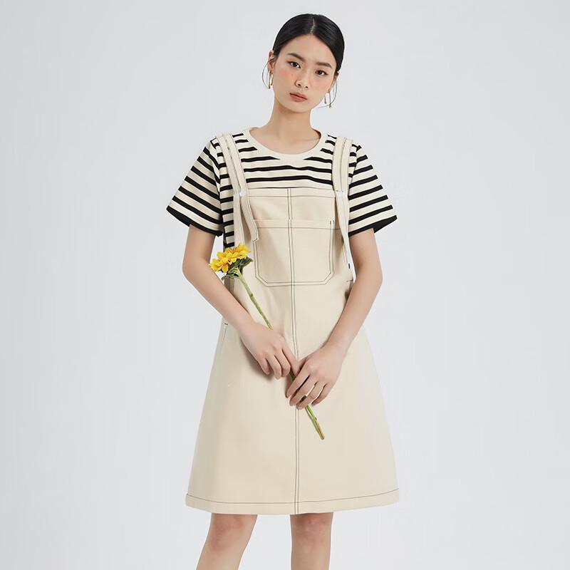 Faux Two-Piece Patchwork Short-Sleeve Casual Dress