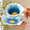 Coffee Cup And Saucer Set Mug for Coffee Hand-Painted Floral Ceramic Milk Tea Breakfast Anniversary Gift