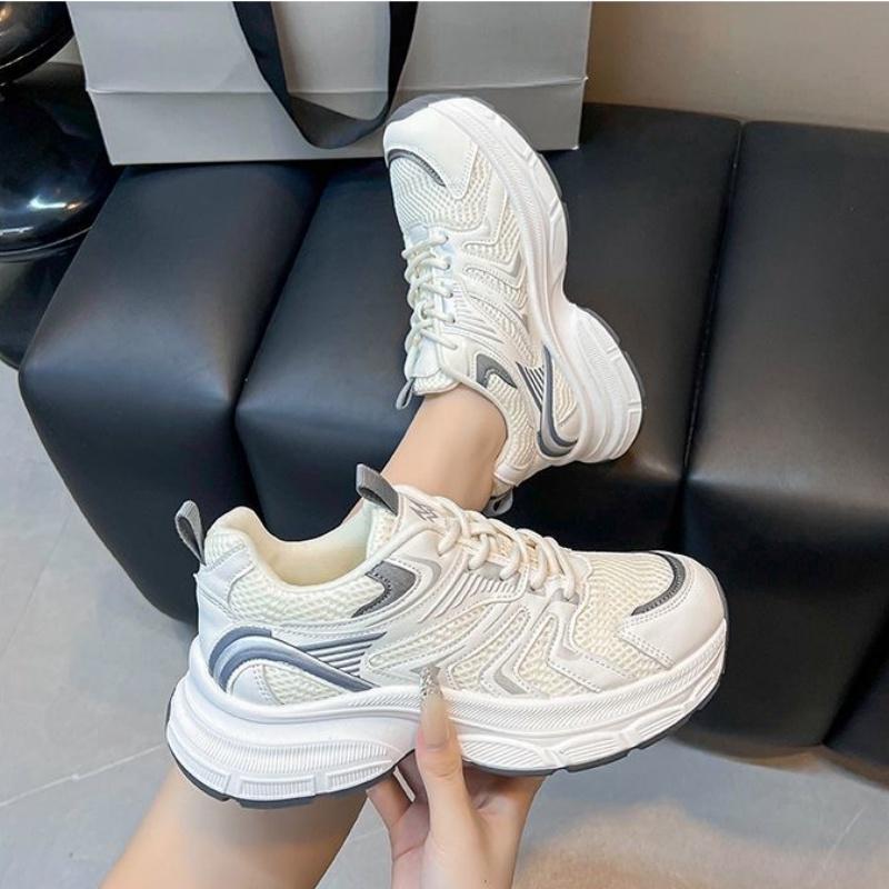 Spring And Autumn New Round Toe Thick Sole Comfortable Running Women'S Shoes Fashion New Elegant Breathable Casual Sports Shoes