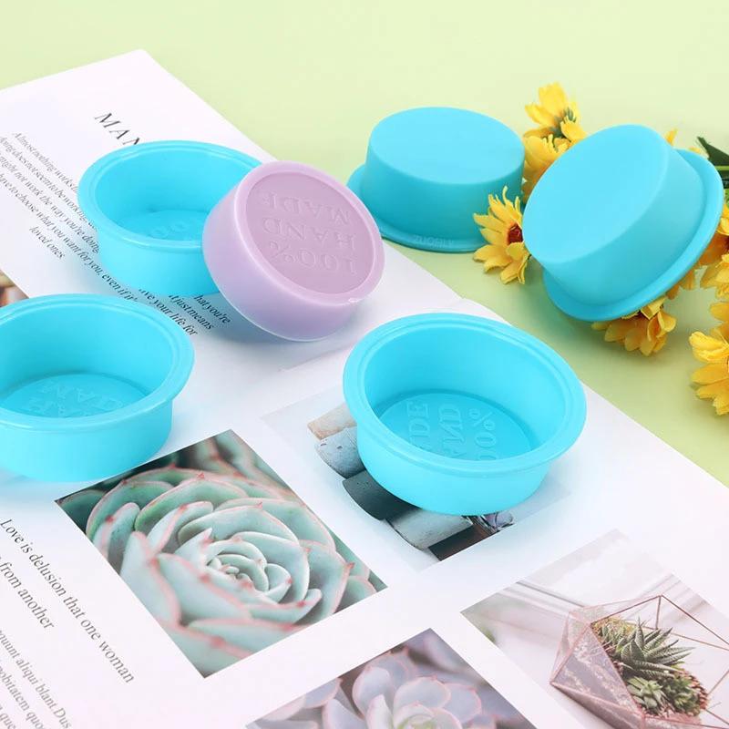 100% Hand Made 3D Round Square Shape Design Soap Molds DIY Silicone Mold Soap Mold Fondant Cake Decorating Tools Kitchen Gadgets
