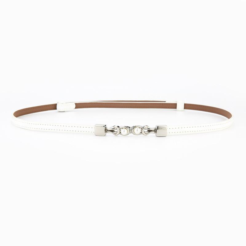 Genuine Leather Womens Adjustable Pearl Pullthrough Waist Belt For Elegant Dress And Suit Outfit