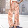 Women's Printed Wide Leg Pants With Pockets High Waist Drawstring Loose Casual Pants